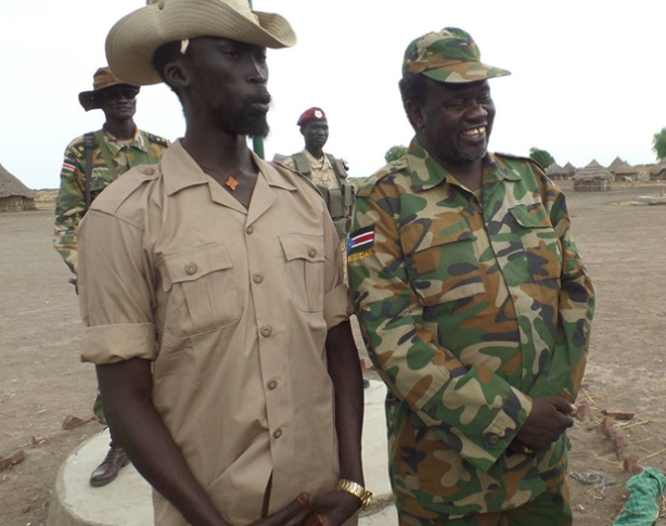 Mabioor de Garang with Riek Machar in the bush