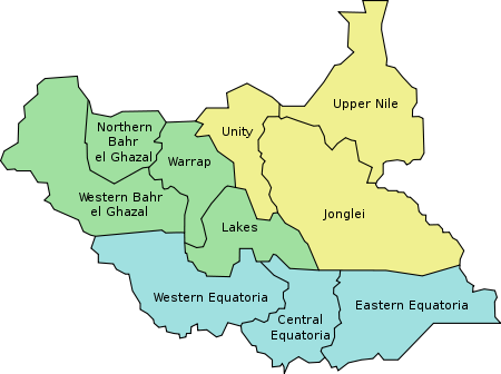south sudan map by state