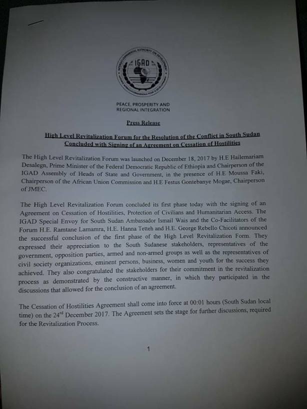 IGAD press release on the HLRF1