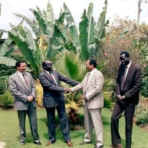 John Garang, Deng Alor and PM Hamdok of the Sudan during the war of liberation